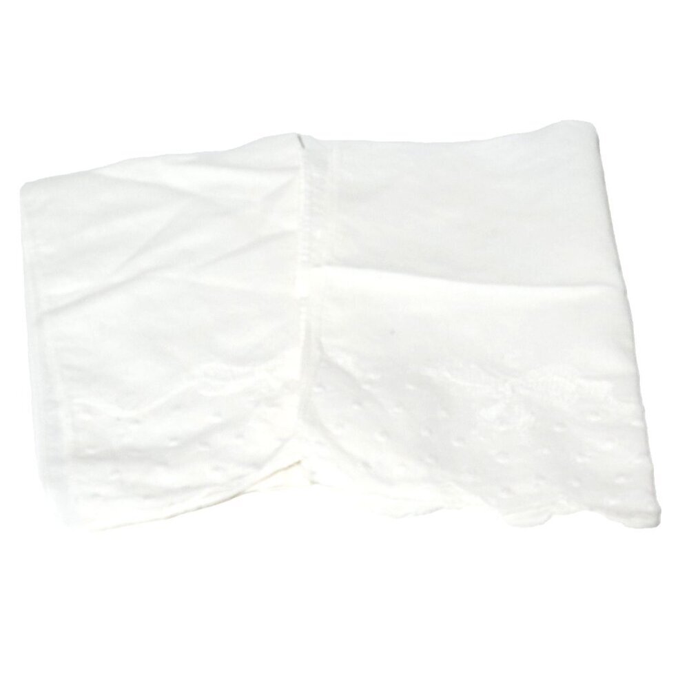 Vintage Dresser Scarf Set of 2 White Bows Dots 21" x 13" Embroidered Rectangle